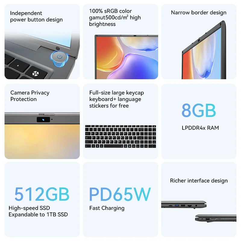 Adreamer 16 Inch Laptop Intel Core I5 1240P 2.5K IPS Display 16GB RAM 1TB SSD Windows 11 Notebook Portable Ultra-Slim Tech-store