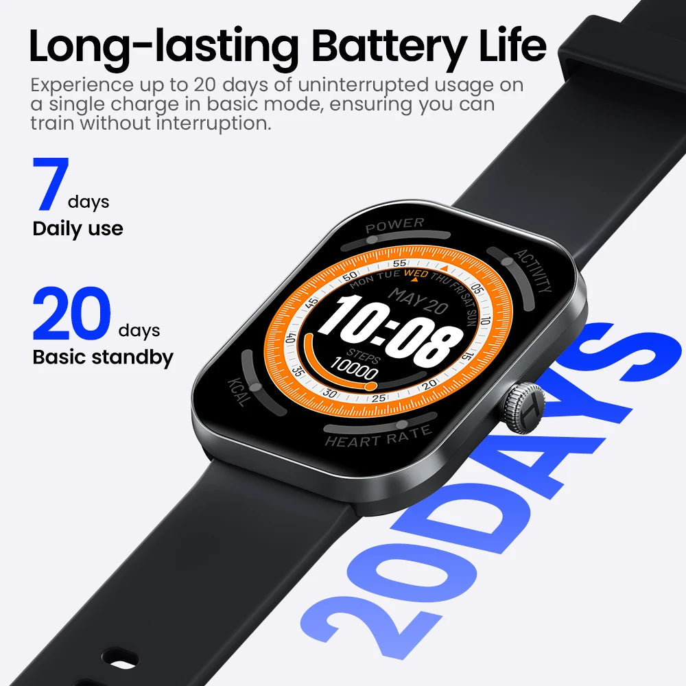 HAYLOU Watch S6 Smartwatch – 2.01" Display, Bluetooth Calling, Heart Rate & SpO2 Monitor, 7-Day Battery Life Tech-store